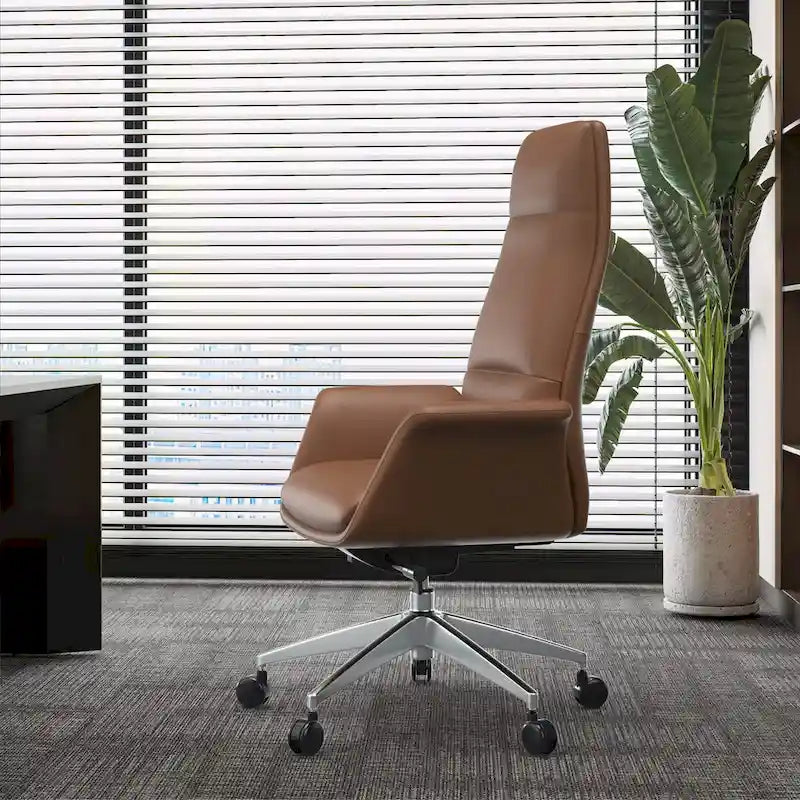 High-Back Faux Leather Office Chair with Swivel and Tilt