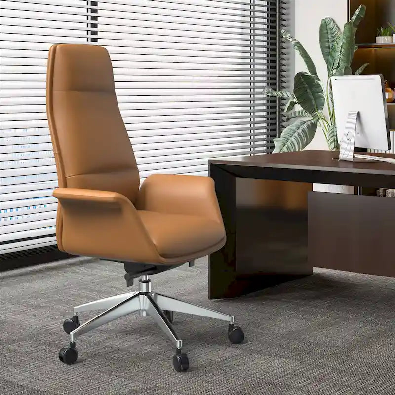 High-Back Faux Leather Office Chair with Swivel and Tilt