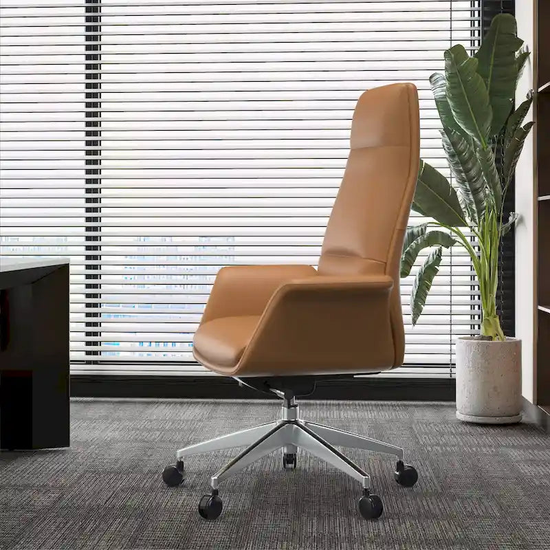 High-Back Faux Leather Office Chair with Swivel and Tilt