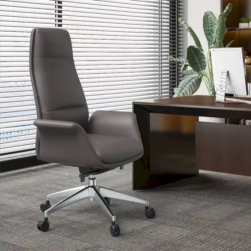 High-Back Faux Leather Office Chair with Swivel and Tilt