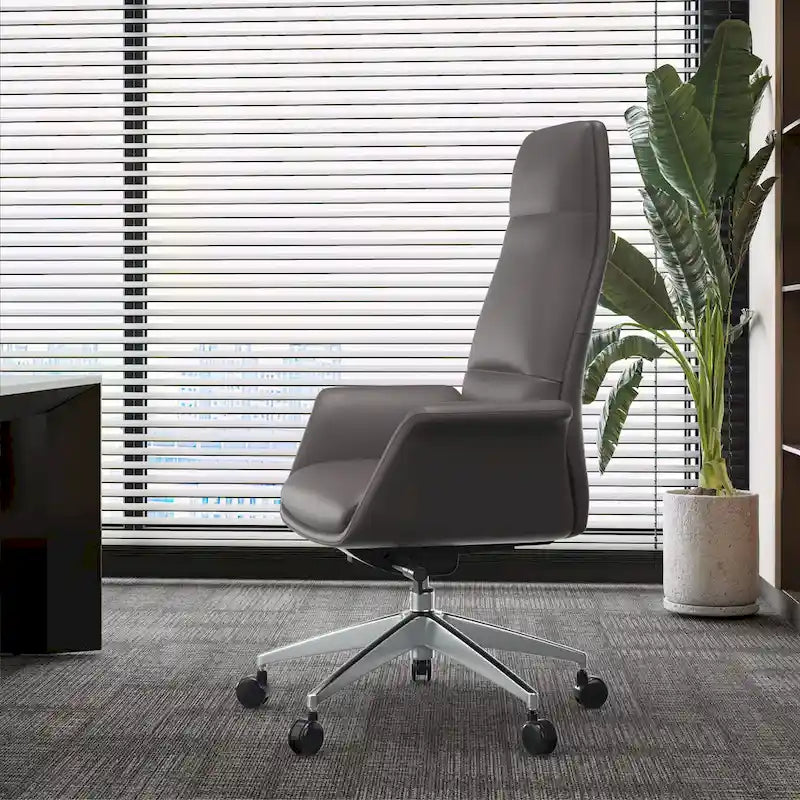 High-Back Faux Leather Office Chair with Swivel and Tilt