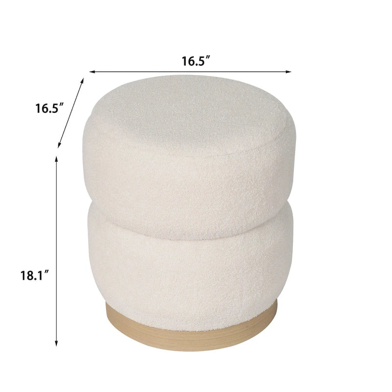 Round Teddy Fabric Upholstered Ottoman Stool