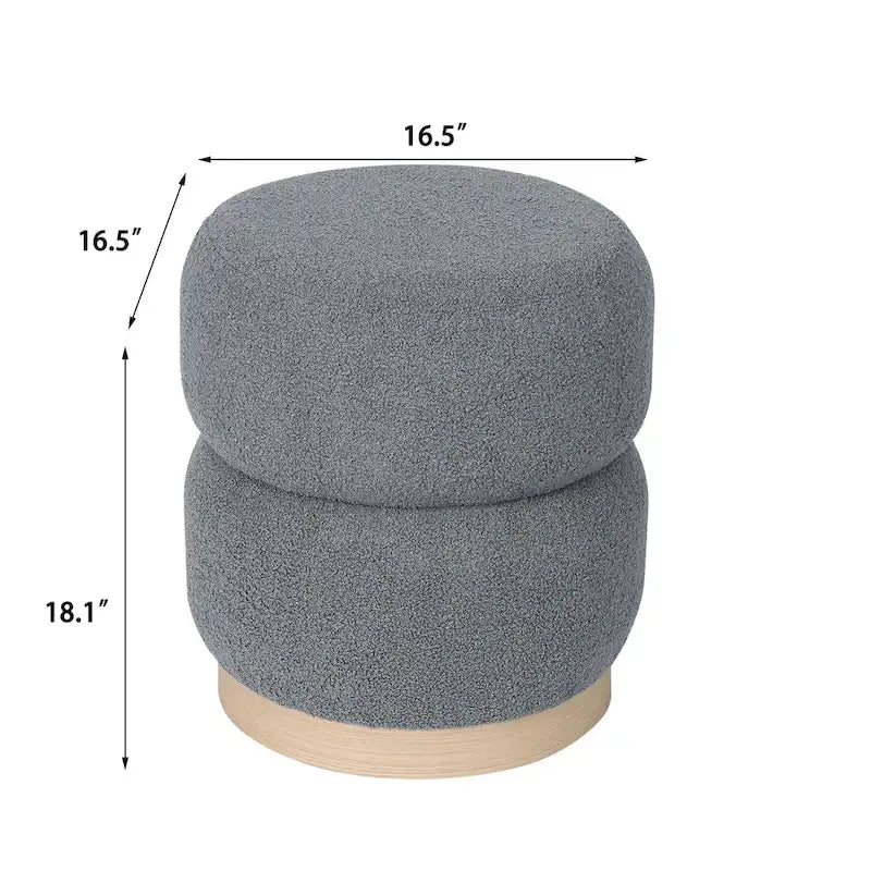 Round Teddy Fabric Upholstered Ottoman Stool