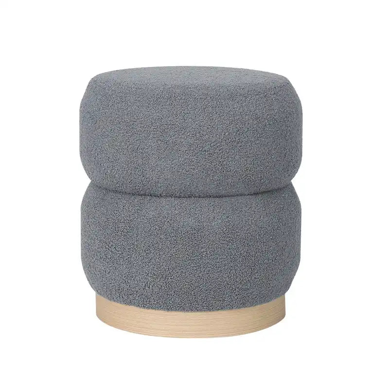 Round Teddy Fabric Upholstered Ottoman Stool