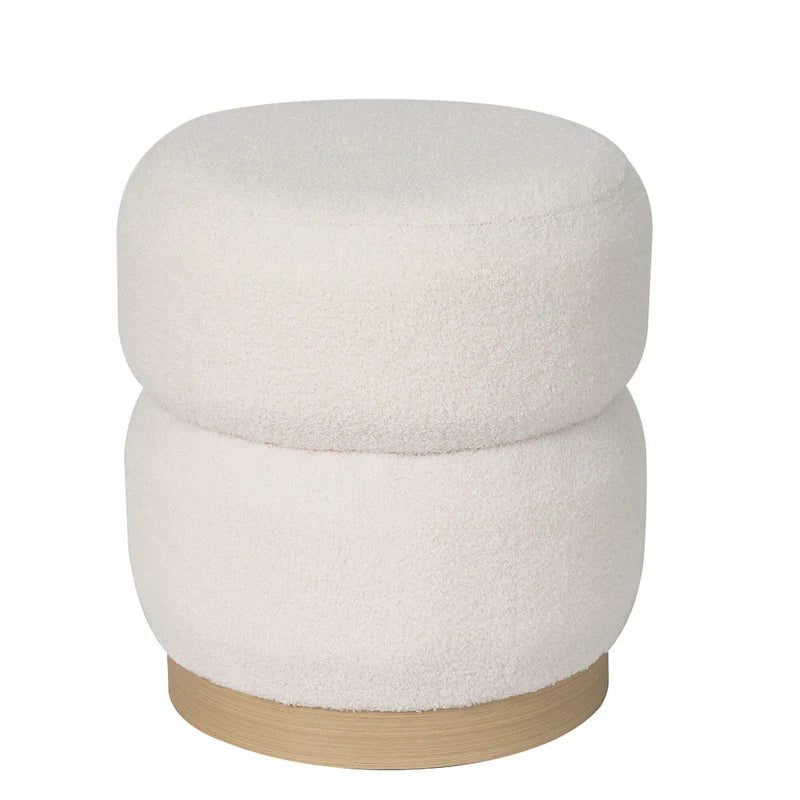 Round Teddy Fabric Upholstered Ottoman Stool