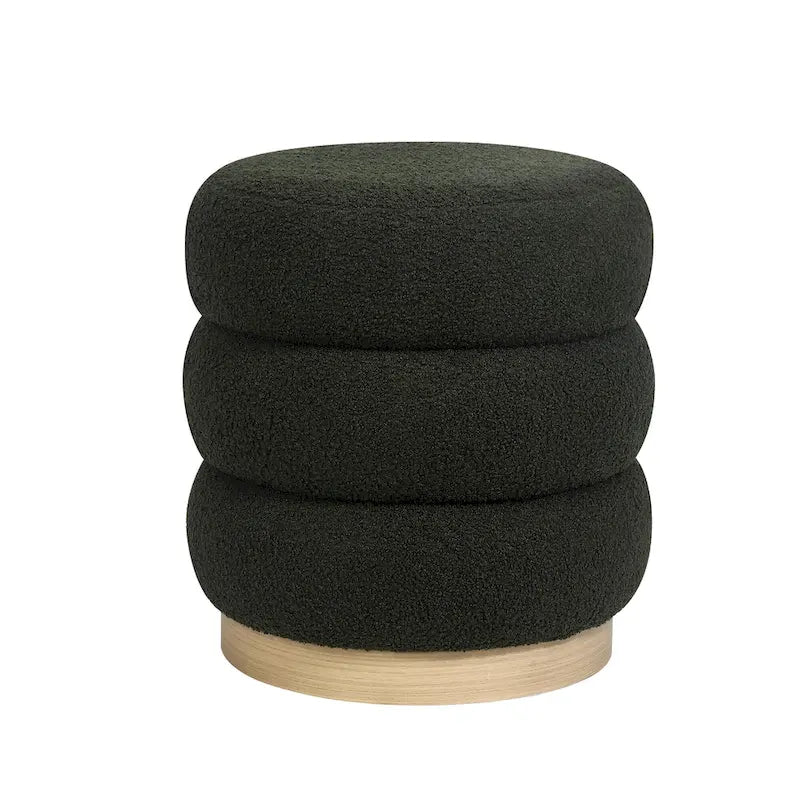 Round Teddy Fabric Upholstered Ottoman Stool