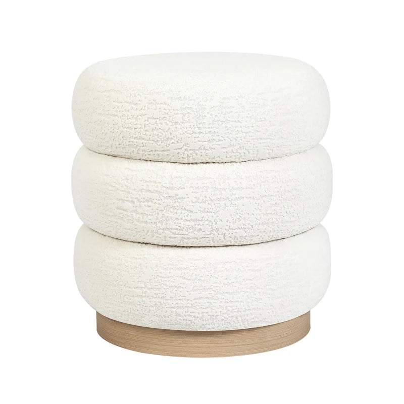 Round Teddy Fabric Upholstered Ottoman Stool