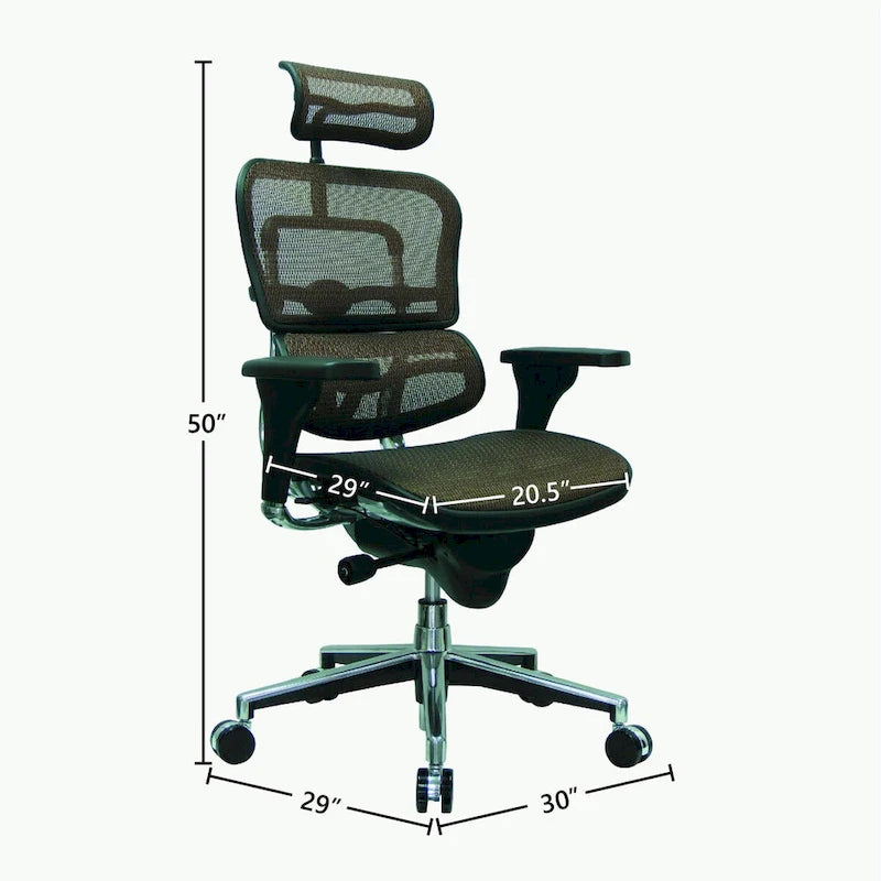 Verstellbarer ergonomischer Bürostuhl aus Netzstoff mit Kopfstütze