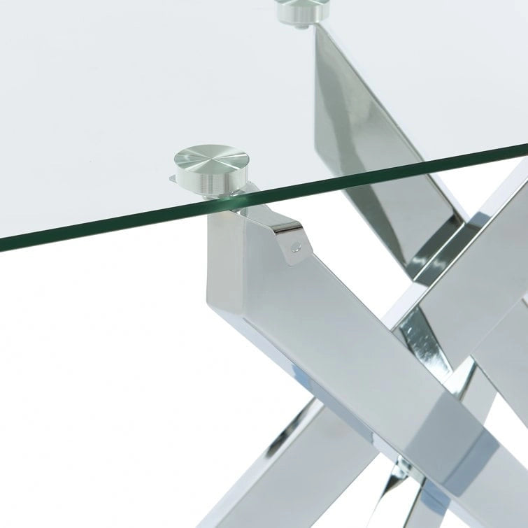 45.3-Inch Tempered Glass Console Table with Metal Legs