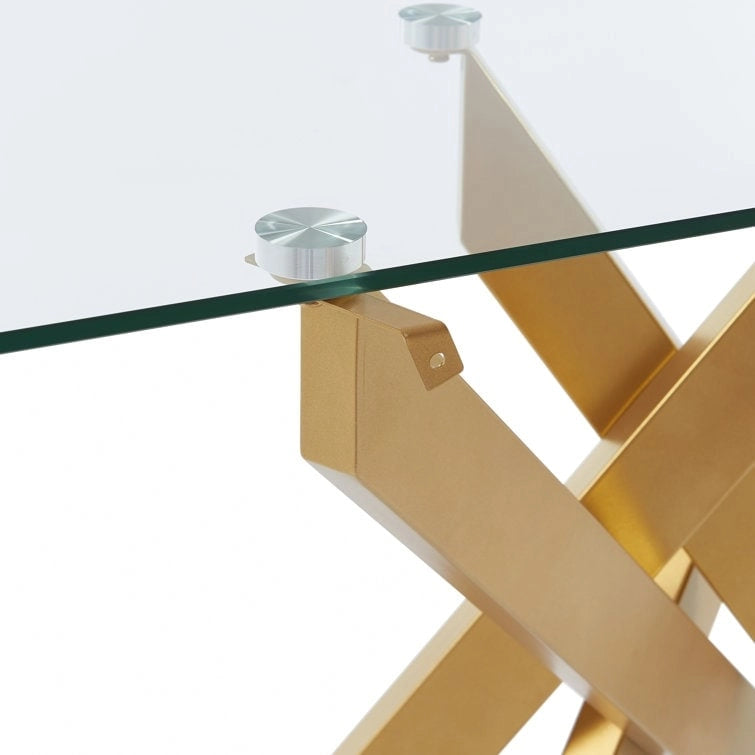 45.3-Inch Tempered Glass Console Table with Metal Legs