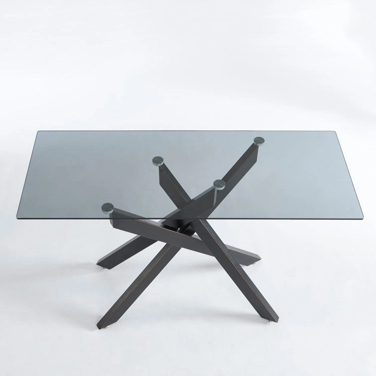 45.3-Inch Tempered Glass Console Table with Metal Legs