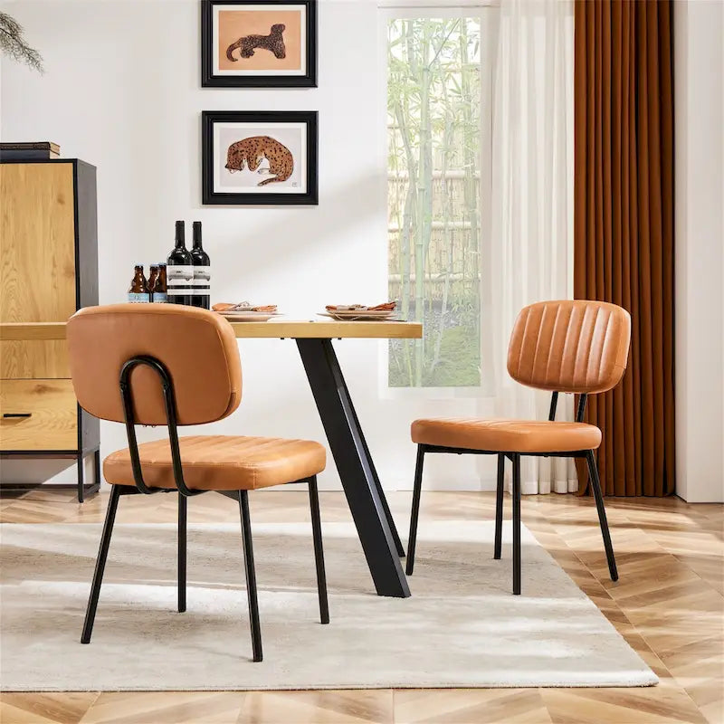 Sada 2 čalouněných moderních kuchyňských jídelních židlí ve stylu mid-century