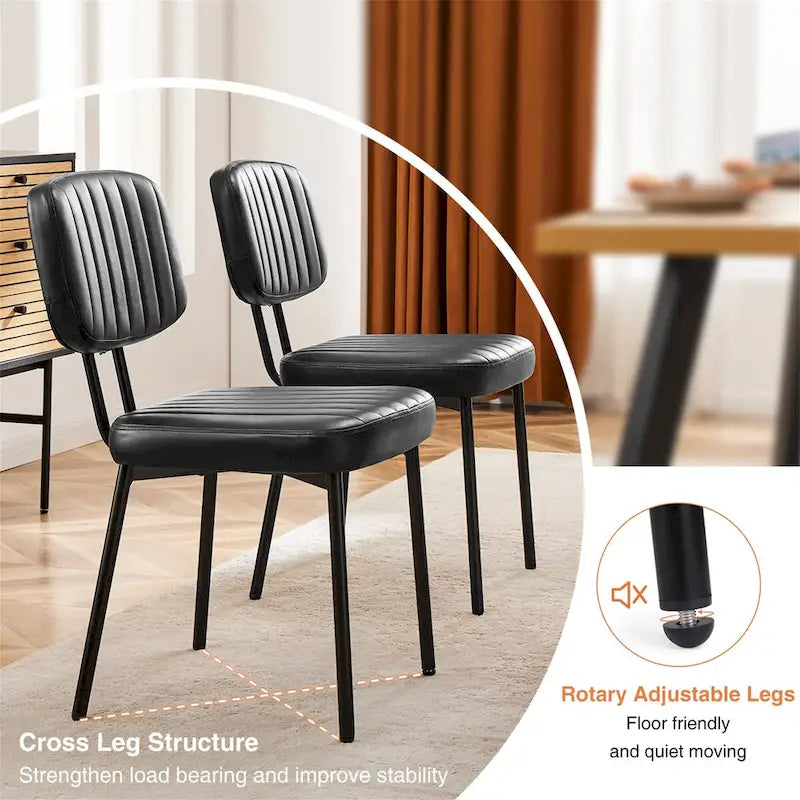 Sada 2 čalouněných moderních kuchyňských jídelních židlí ve stylu mid-century