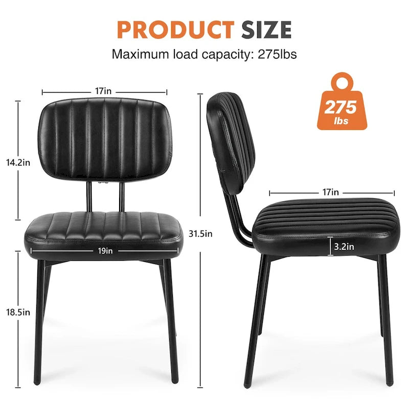Sada 2 čalouněných moderních kuchyňských jídelních židlí ve stylu mid-century