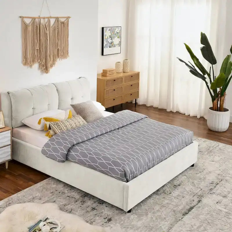 Queen Upholstered Hydraulic Storage Platform Bed