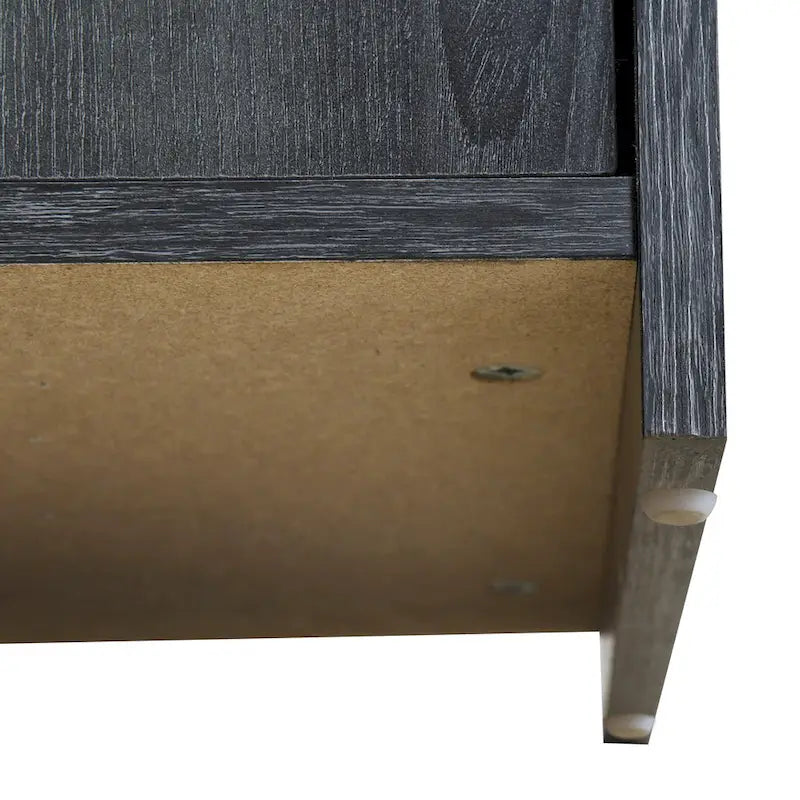 Three-Door Sideboard with Rattan-Style Panels and Metal Handles