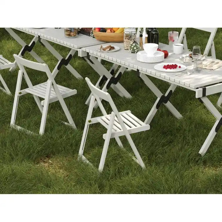 Folding Solid Wood Outdoor Dining Chairs, Set of 2