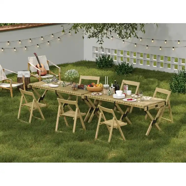 Opvouwbare eetkamerstoelen voor buiten van massief hout, set van 2