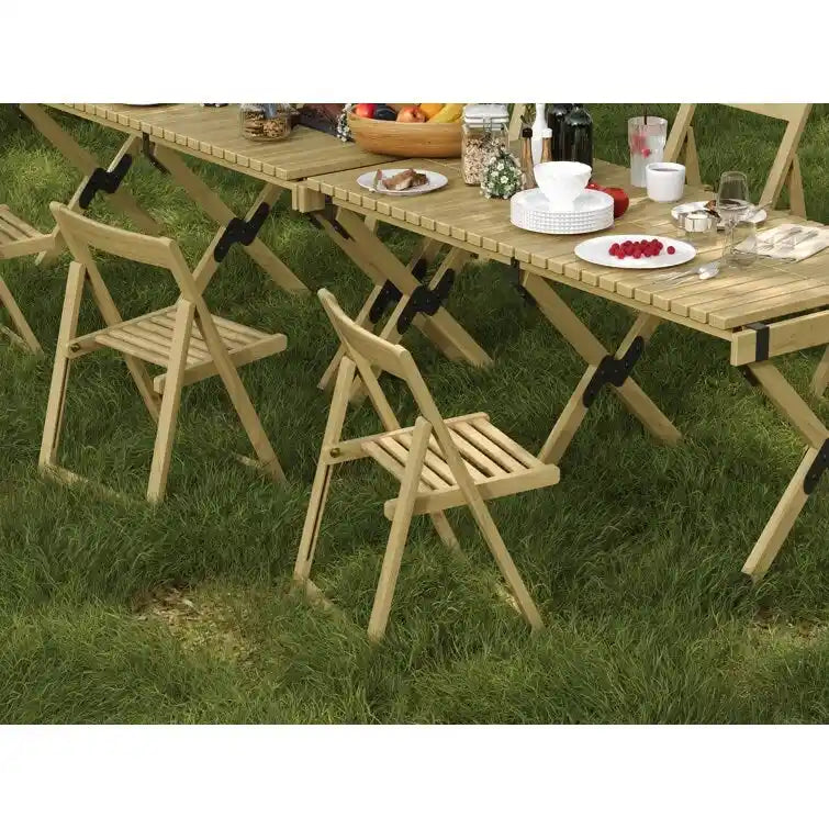 Opvouwbare eetkamerstoelen voor buiten van massief hout, set van 2